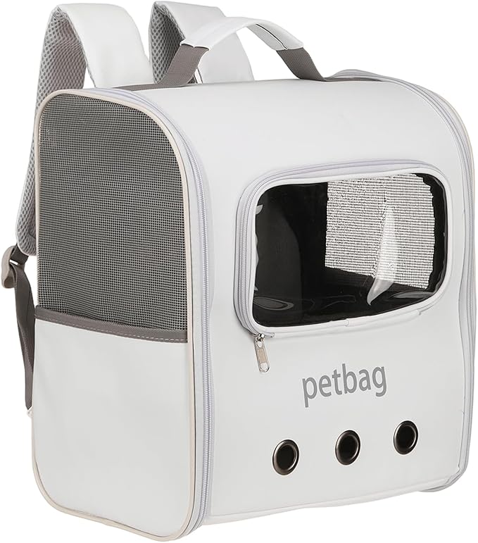 Pet Backpack Carrier, Portable and Ventilated, Oxford Cloth, Dogs Cats and Small Animals Travel Bag 14.17", (White, 1 Pcs), Intended for Hiking/Camping/Traveling