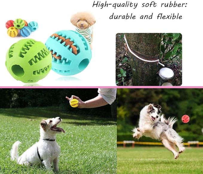 Sunglow 2 Pack Dog Toy Ball，Nontoxic Bite Resistant Teething Toys Balls for Small/Medium/Large Dog and Puppy Cat, Dog Pet Food Treat Feeder Chew Tooth Cleaning Ball Exercise Game IQ Training Ball