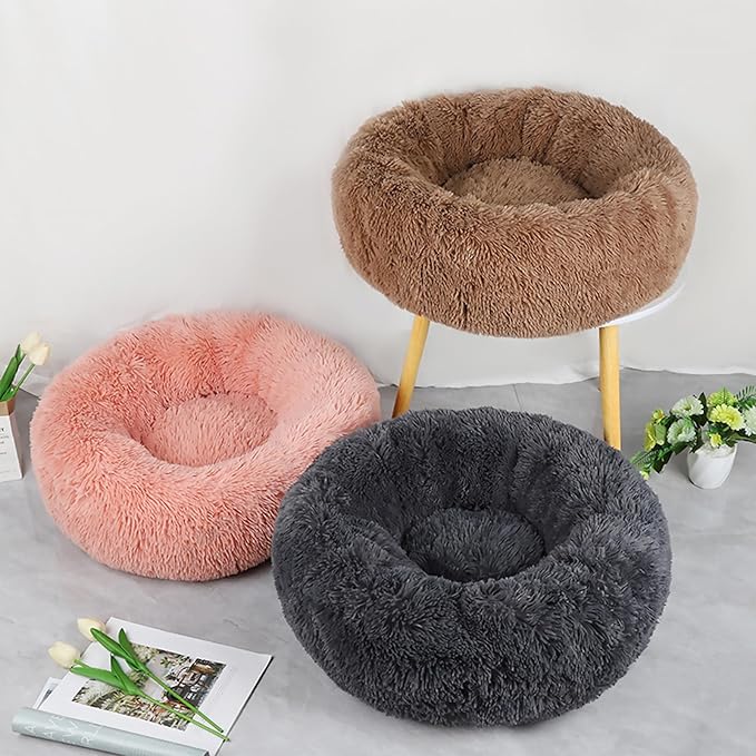 Cat Beds for Indoor Cats,20 Inch Dog Bed for Small Melium Large Dogs, Washable-Round Pet Bed for Puppy and Kitten with Slip-Resistant Bottom
