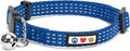 Pawtitas Reflective Blue Cat Collar with Safety Buckle and Removable Bell for Kitten and Cats