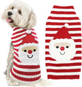 Dog Christmas Sweater Xmas Pet Clothes Cute Striped Santa Claus Costume Holiday Puppy Cat Jumpers Outfits New Year Gifts for Small Medium Large Dogs (XS, Red White Stripe Santa Claus)