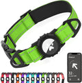 Joytale Airtag Dog Collar, Reflective Pet Collar with Waterproof AirTag Holder, Dual D-Rings, Soft Padded Adjustable for Large Dogs, Green, L