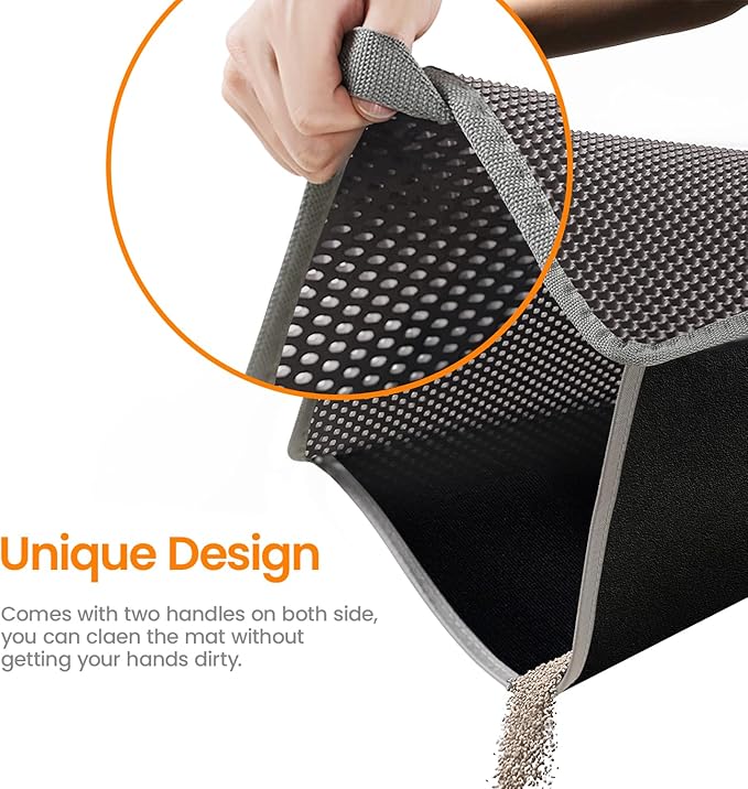 Cat Litter Mat, Upgrade Super Waterproof Back Layer Litter Box Mat, Non Slip, Durable, Soft on Paws Kitty Trapping Matt (27"x19", Gray)