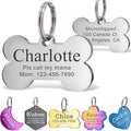 Anavia Personalized Pet ID Tags, Stainless Steel Glossy Laser Engraved Dog Cat Collar Name Tags, Multiple Colors Shapes Sizes (Bone, Small)