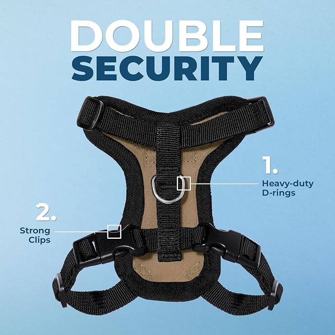 Voyager Escape-Proof Step-in Lock Cat Harness & 5ft Neoprene-Handle Leash Set All-Weather Mesh with Reflective Stitching for Small to Large Cats by Best Pet Supplies, Army/Black Trim, XXS