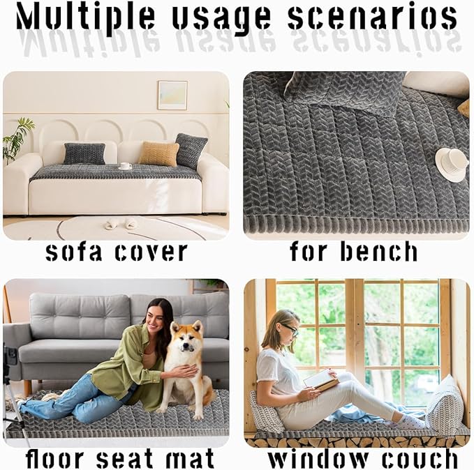 Sofa Cover Fuzzy Couch Cover for Pet, Couch Covers for Dogs Washable Non-Slip Sofa Slipcover Cushion Protector Pets Friendly Mat Bed