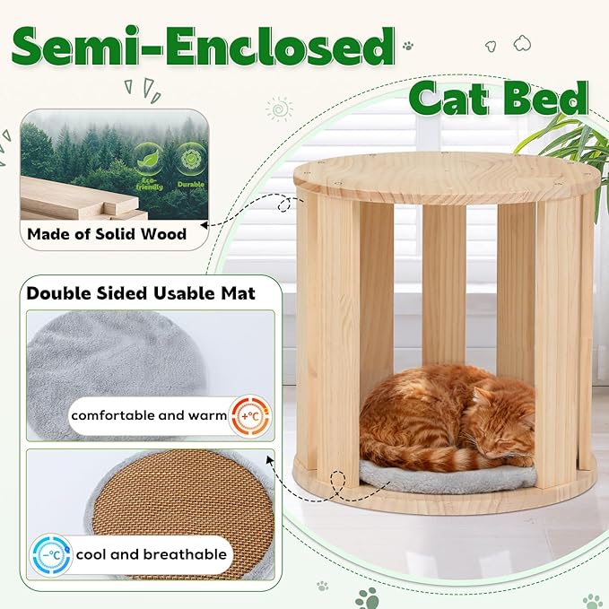 82.7'' Tall Modern Cat Tree for Indoor Cats,Artificial Areca Palm Tree Cat Tower with Solid Wood Cat Bed,Nature Sisal Scratching Post,Removable Mat,Aesthetic Cat Activity Center for Small Medium Cats