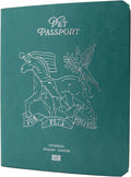 Color Premium PU Leather stitch-sewn Pet Passport Medical Record for Pet Health and Vaccination English + Spanish for Cat, Dog, Puppy and Kitten (Aquamarine, Single)