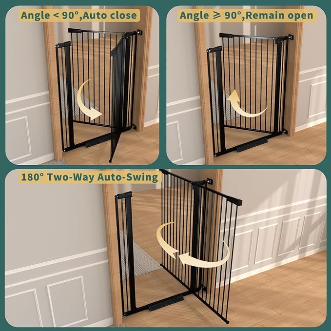 40.55" Tall, 30.11-34.05 Inch Wide, 1.37" Ultra Narrow Spacing Dog Pet Baby Gate Indoor for Doorway Hallway, Pressure Mounted 31 32 33 34 Inches Wide Black