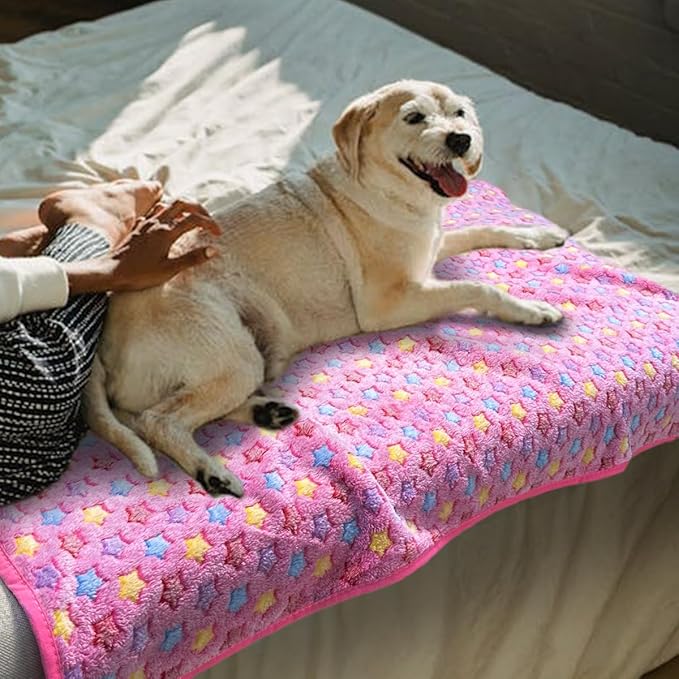 Dog Blankets for Medium Large Dogs, 3 Pack Washable Pet Throw 41" x 31", Fuzzy Soft Puppy Cover for Kennel Crate Bed