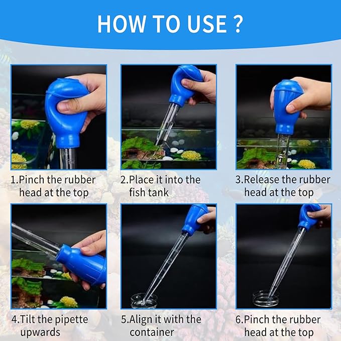 2 Piece Aquarium Coral Feeder with 2 Piece Stainless Steel Feeding Long Tweezers Syringe Spot Coral Feeder Reptile Feeding Tools for Aquatic Plant Reef Anemones Lionfish (Blue, Silvery)