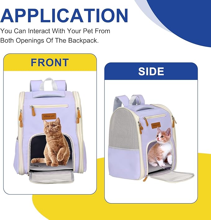 Pet Backpack Carrier, Portable and Ventilated, Oxford Cloth, Dogs Cats and Small Animals Travel Bag 12.6", (Purple, 1 Pcs), Intended for Hiking/Camping/Traveling