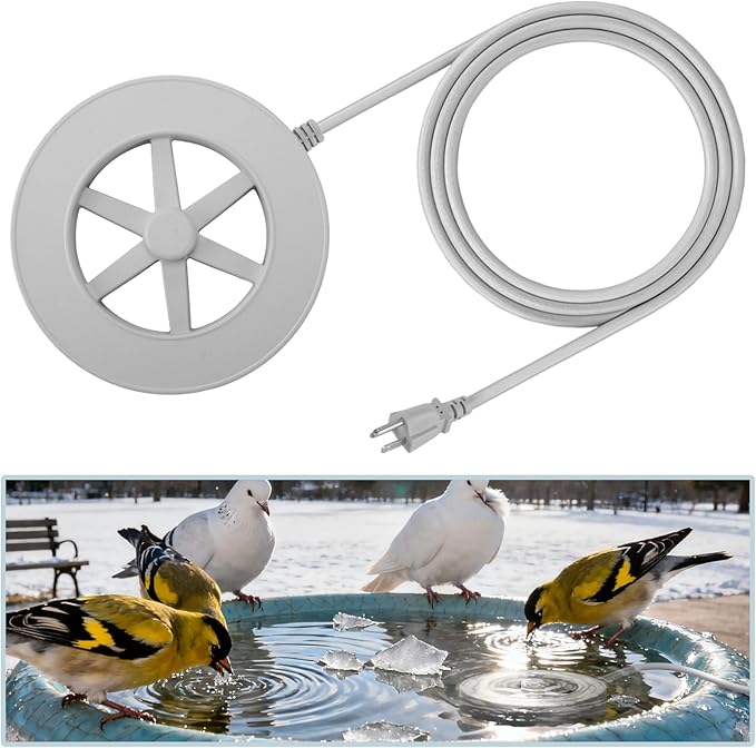 Alphatool 70W Bird Bath Heater for Outdoors in Winter - 77℉~ 109℉ Thermostatic Control, Heated Birdbath Deicer with Auto Shut Off, Chicken Livestock Water Heater