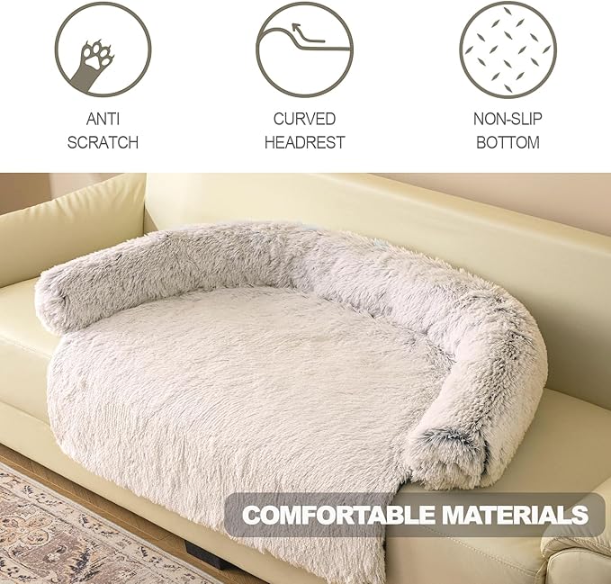 Tinaco Calming Dogs/Cats Bed Mats, Dog Pad Washable Removable Couch Cover, Plush Long Fur Mat for Pets, Waterproof Lining, Perfect for Small, Medium and Large Dogs and Cats (Gradient Brown, 41"x37")