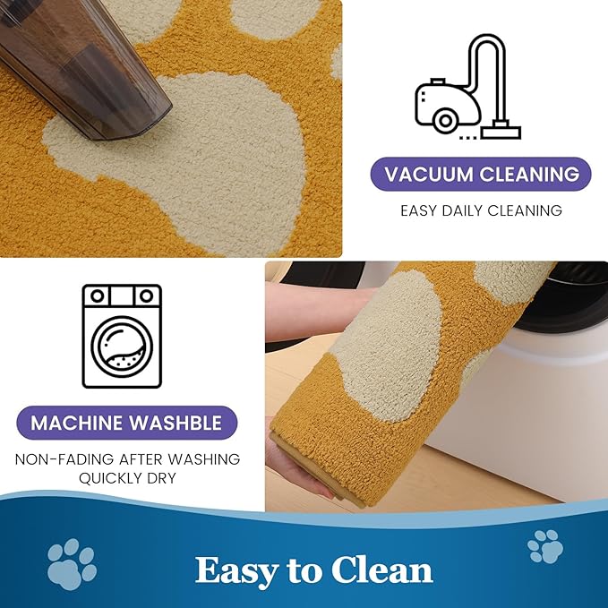 Buganda Dog Door Mat for Muddy Paws, Absorbent Dirt Trapper Washable Indoor Doormats, Non Slip Low-Profile Mud Mat for Dogs, Front Entrance Doormat for Inside Floor (36x24 Inches, Yellow)