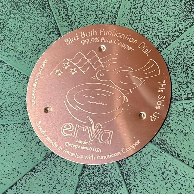 Erva 3-Pack Copper Bird Bath Purification Disk - Made in USA and Maker of The Original - Natural Chemical-Free Bird Bath Purification