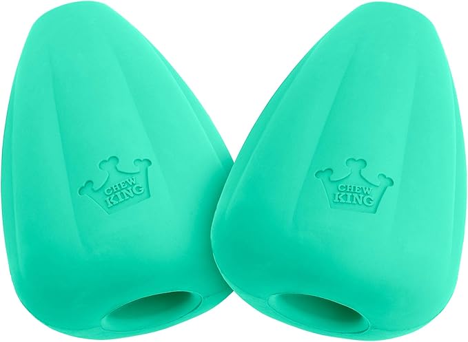 Chew King by Mammoth Premium Treat Dispensing Dog Toy, Durable Natural Rubber Chew Toy, Safety Air Vent, Interactive Enrichment Toy for Aggressive Chewers, Large Pack of 2- Teal