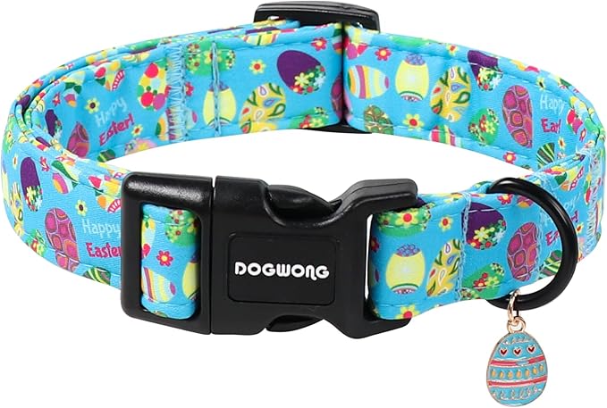 DOGWONG Easter Dog Collar, Cute Easter Egg Pet Collar Durable Holiday Girl Boy Adjustable Cotton Dog Collars with Quick Release Buckle for Puppy Small Dogs,XS Visit The Elegant Little Tail Store