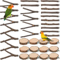 36 PCS Bird Perches Stand Toy, Natural Wood Parrot Perch Stand Bird Cage Branches Platform Accessories for Parakeets Cockatiels Conures Macaws Finches Love Birds
