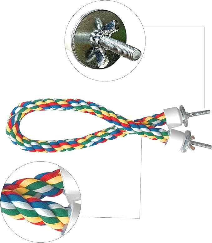 2PCS Bird Rope Perches, Colorful Cotton Parrot Toys Comfy Perch for Rope Bungee Bird Toy 21 Inch