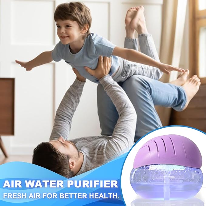 Air freshener (Purple) - for Home, Bedroom and Office - Essential Oil Aroma Diffuser with LED Coloured Night Light with Soothing Water Flow Sound - Water Filtered air Purifier for Pets and Smokers.
