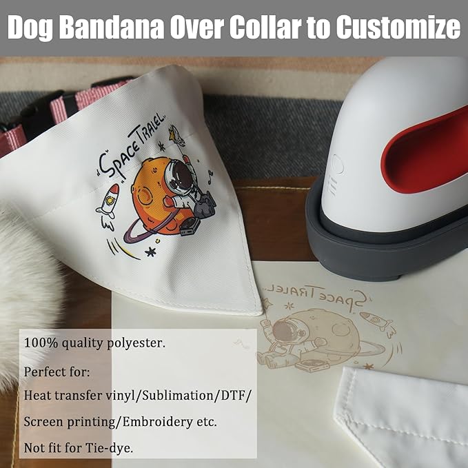 8 Packs Sublimation Blank Dog Bandana Over Collar, Pet Collar Sip-On Bandana Blank Customize White Polyester DIY for Dog Cat Extra Small, Small, Medium & Large (L)