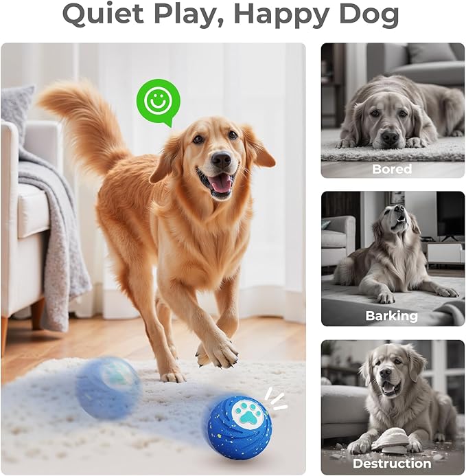 Lovkid Smart Interactive Dog Toys - Interactive Dog Ball for Medium & Large Dogs Durable E-TPU Dog Toy to Keep Them Busy Motion Activated Rolling Ball Indoors & Outdoors (Blue)