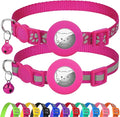 Joytale AirTag Cat Collar 2 Pack with Breakaway Safety Buckle, Reflective Cats Collar with AirTag Holder, Adjustable 7.5-12.5 Inch, Anti-Fraying Lightweight for Girl Boy Kitten, Hotpink