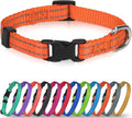Joytale Small Dog Collar, Reflective and Adjustable Nylon Collar with Quick-Release Buckle, Lightweight No-Choke Design for Puppy and Extra Small Dogs, Orange, XS