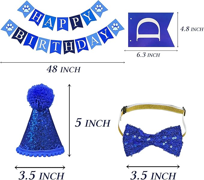 STMK Cat Birthday Party Supplies, Cat Birthday Hat with Numbers Bandana Bow Tie Collar Banner for Cats Kittens Birthday Outfit Decorations