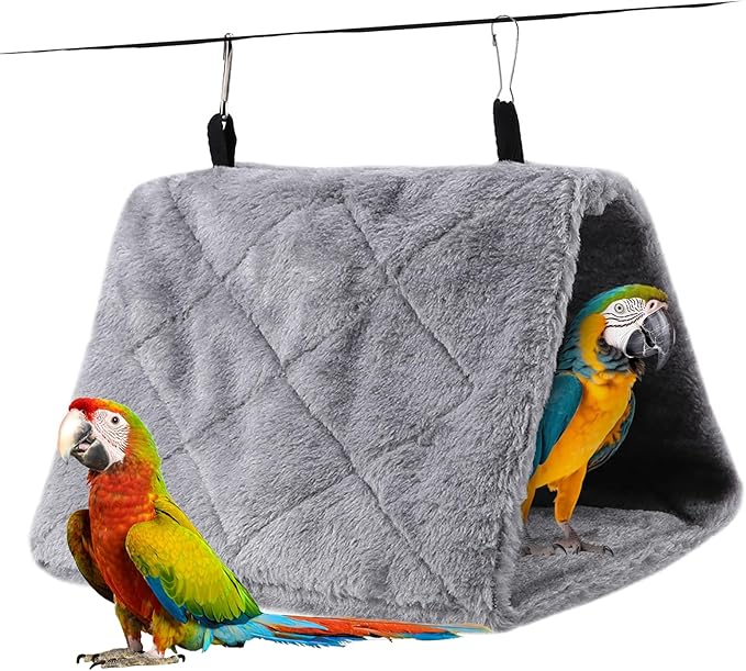 Warm Bird Nest House, Bird Bed for Cage Accessories, Parakeet Toys Hammock, Plush Parrot Hanging Hut Tent for Conure Cockatiel Lovebird Cockatoo