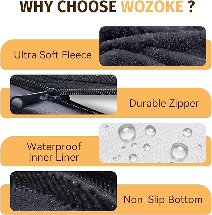 Orthopedic Waterproof Large Dog Bed: Memory Foam Washable Dog Bed with Bolsters -Removable Orthopedic Cover for Medium L XL Large Sized Pet-Non-Slip