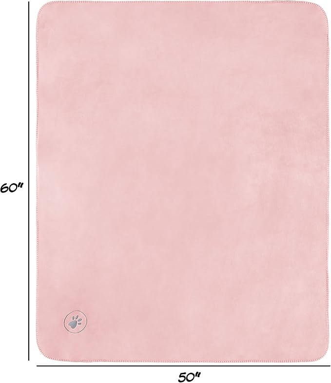 Waterproof Pet Blanket - 50x60-Inch Reversible Sherpa Fleece Throw Protects Couches, Cars, and Beds from Spills, Stains, and Fur by PETMAKER (Pink)