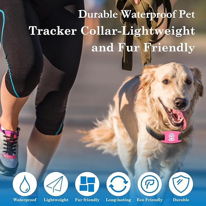 Pet Tracker for Dog, Dog Tracker Smart Pet Location Tracker with Holder, Smart Item Finder, MFi Certificated, Dog Tracking Device, No Monthly Fee, Works with Find My, iOS Only - Pink Case