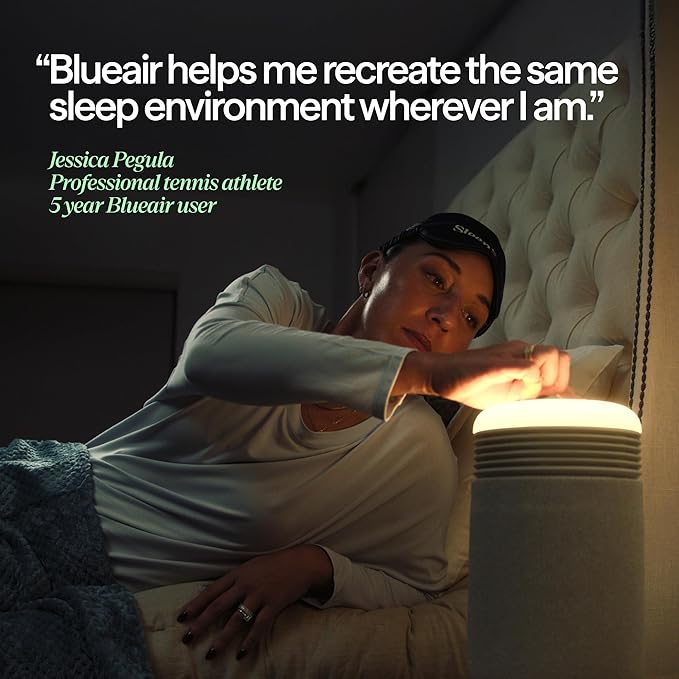 BLUEAIR Purifier for Bedroom - Mini Restful - Sunrise Clock with HEPASilent Filtration and Wake Up Light - Cleans Air and Supports Circadian Rhythm - USB-C and App Connectivity, Blue