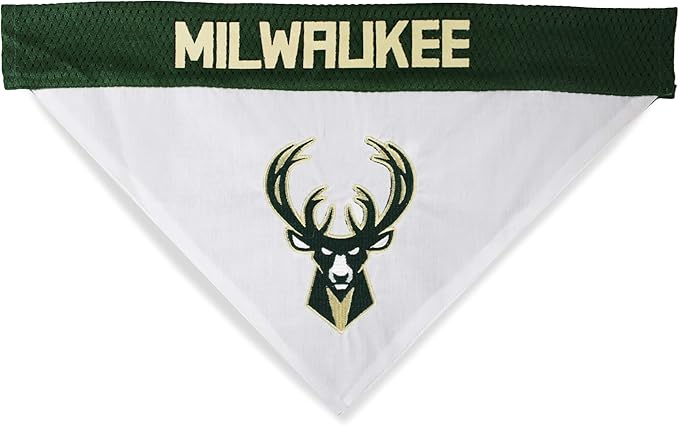 Pets First NBA Dog Bandana - Milwaukee Bucks Reversible Pet Bandana. 2 Sided Home & Away Sports Bandana with a PREMIUM Embroidery TEAM Logo, Large/X-Large