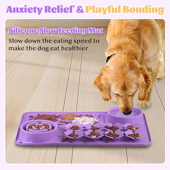 Silicone Lick Mat for Dogs & Cats – Slow Feeder Dog Bowl, Non-Slip Licking Mat for Large & Small Breeds, Puzzle Feeder & Snuffle Mat for Fast Eaters, Interactive Pet Food Mat