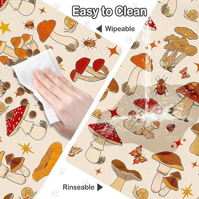 Dog Food Mat for Pet Cat Food Mat, Mushroom Absorbent Quick Dry Dog Bowl Mats for Food and Water, Non-Slip Cat Pet Feeding Mats for Floor Placemats 12"x20"