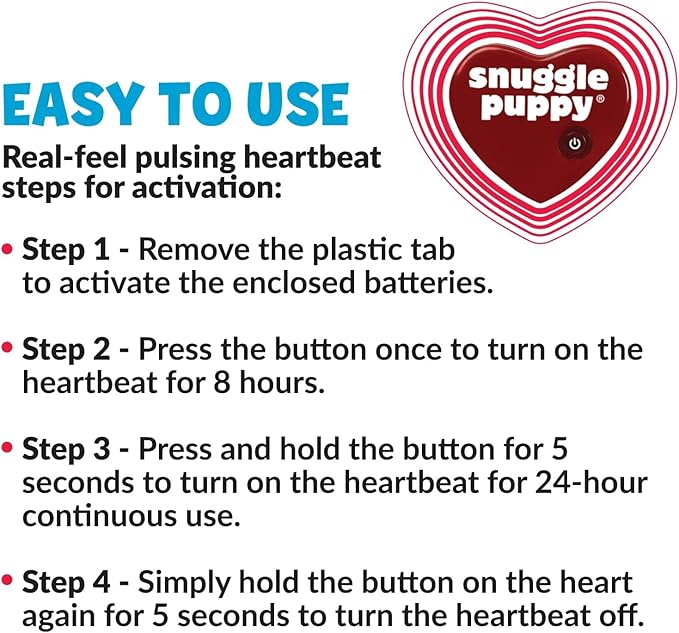 Snuggle Puppy Original Toys - Heartbeat Puppy for Dogs - Pet Anxiety Relief and Calming Aid - Comfort Dog Toys for Behavioral Training - Plus 6 Heat Packs