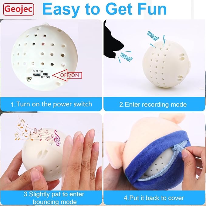 Interactive Dog Toys,Active Moving Pet Plush Toy with Recording and Music Modes, Jumping Squeaky Song shaking Interactive Dog Ball, Rechargeable Dog Toys to Keep Them Busy,Animal Plush Pet Toy (Dog)