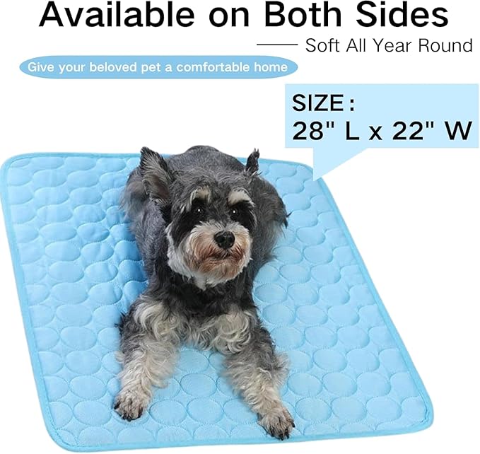 2025 New Dog Cooling Mat, Pet Cooling Mats, Summer Cool Pads Pet Mat Outdoor for Dogs & Cats, Pet Bed Mats Machine Washable (Blue, 70×55 cm | 28×22")
