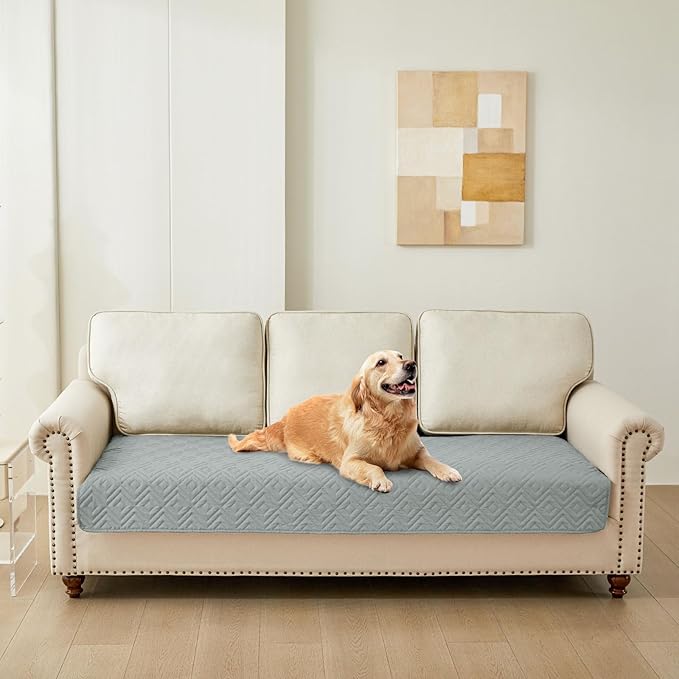 hyha Waterproof Dog Blanket, Soft Pet Bed Cover, Waterproof Sofa Couch Cover for Dogs Washable, Pet Couch Covers for Sofa Furniture (40x50 Inch, Grey/Dark Grey)