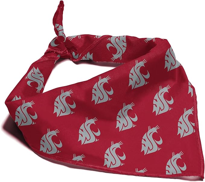 Washington State Cougars Officially Licensed Bandana for Dogs and Cats | Fits Pets Great Gift Idea | Easy-to-Tie (Small, 13")