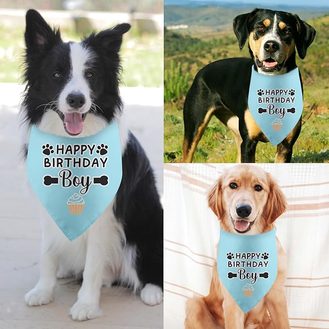 Dog Birthday Bandana Boy Happy Birthday Gifts for Dogs Photo Prop Party Supplies Puppy Pet Scarf Accessories for Dog Lovers