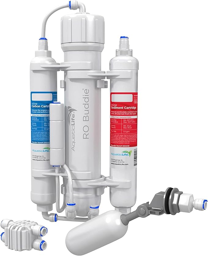 Aquatic Life RO Buddie 3-Stage Hydroponic Reverse Osmosis Water Filter System RO Filtration Unit, 75 GPD