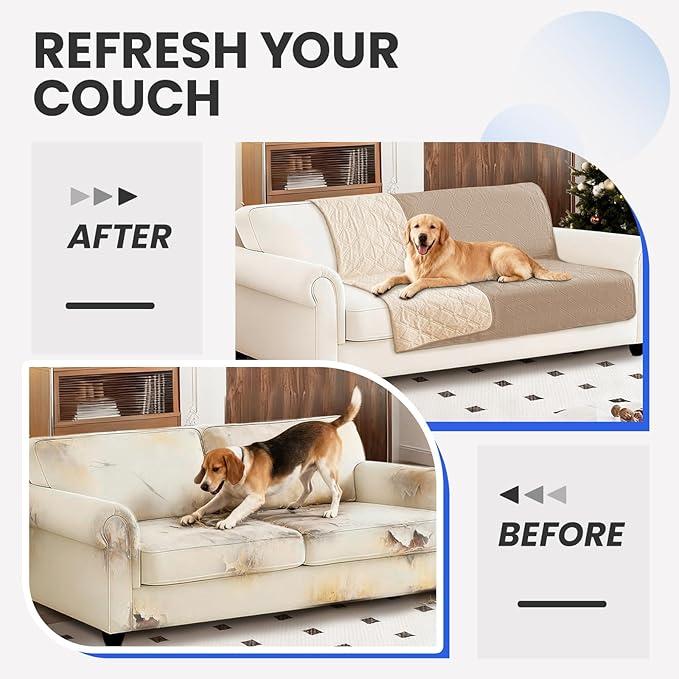 Waterproof Dog Bed Cover Pet Blanket, Soft Couch Cover for Dogs Washable, Non-Slip Dog Blanket Protect Furniture Couch Sofa Car for Puppy Large Dogs Cat (30x70 Inch, Khaki)