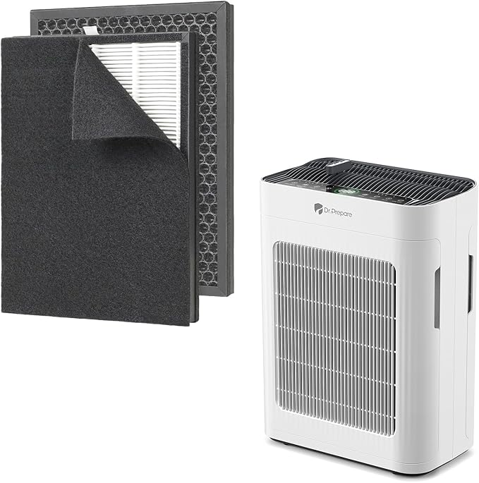 Dr.Prepare Filter Replacement for DAP01 Air Purifier, 2 Pack, 3-Stage HEPA Filter with Washable Pre-Filter and Activated Carbon