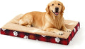 Waterproof Orthopedic Dog Bed for Extra Large Dogs 41x27x4 Inch - Egg Crate Foam Pet Crate Bed with Removable Washable Cover, Plush Top Anti-Slip Bed Mat, Christmas Red
