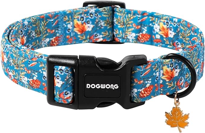 DOGWONG Fall Maple Dog Collar- Cute Classic Fall Autumn Flower Dog Collars Adjustable Fall Dog Collar for Small Medium Large Dogs M