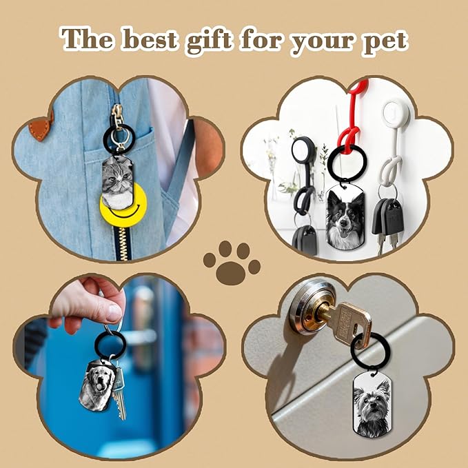QYH Custom Memorial Dog Keychain with Picture - Personalized Cat Dogs Pet keepsakes Keychains Customized Gifts for Pet Lovers